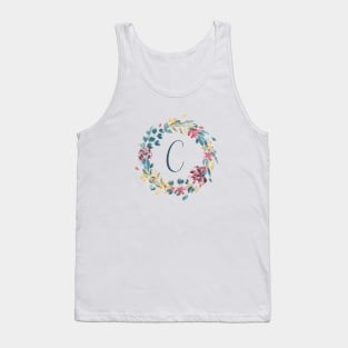 Floral Monogram C Colorful Full Blooms Tank Top